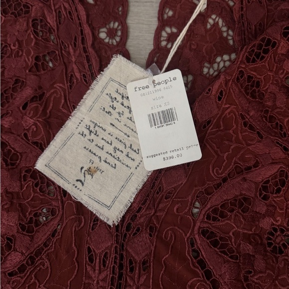 Free People NWT Cutwork Northern Lights Mini Dress Embroidered Bell Sleeve XS - Picture 3 of 3